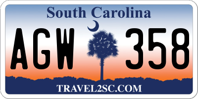 SC license plate AGW358