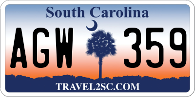 SC license plate AGW359