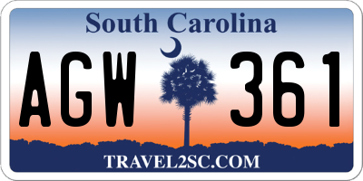 SC license plate AGW361