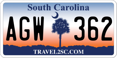 SC license plate AGW362