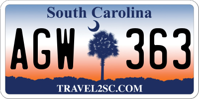 SC license plate AGW363