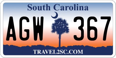 SC license plate AGW367