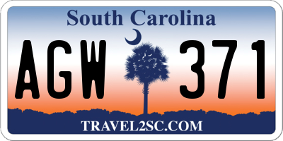 SC license plate AGW371