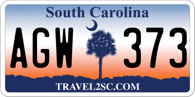 SC license plate AGW373