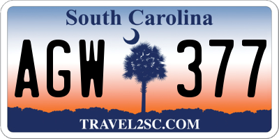 SC license plate AGW377
