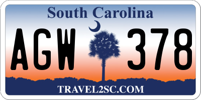 SC license plate AGW378