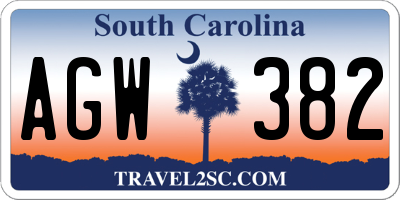 SC license plate AGW382