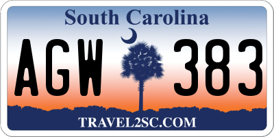 SC license plate AGW383