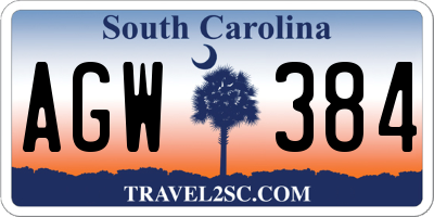 SC license plate AGW384
