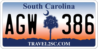 SC license plate AGW386