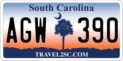 SC license plate AGW390