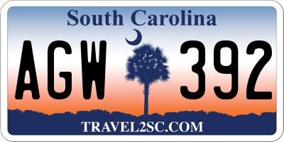 SC license plate AGW392