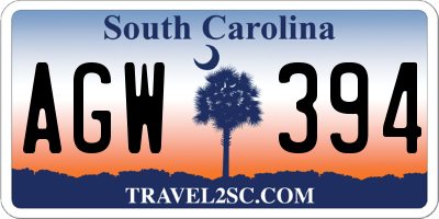 SC license plate AGW394