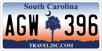 SC license plate AGW396