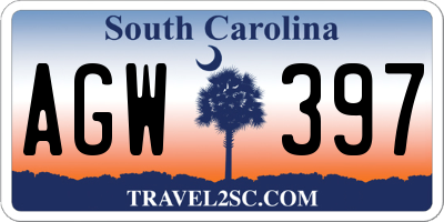 SC license plate AGW397