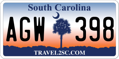 SC license plate AGW398