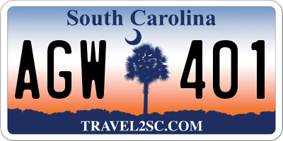 SC license plate AGW401