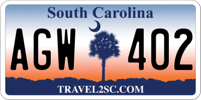 SC license plate AGW402