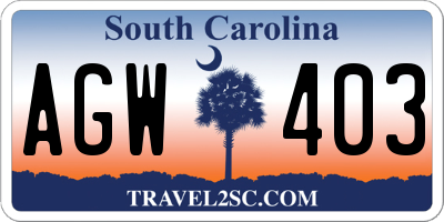 SC license plate AGW403