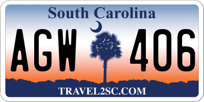 SC license plate AGW406