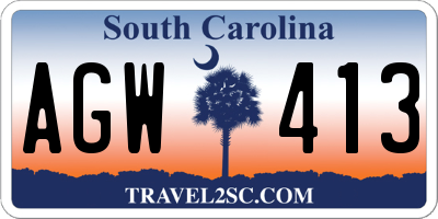 SC license plate AGW413