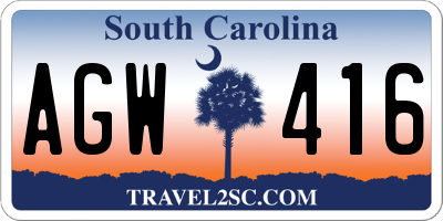 SC license plate AGW416
