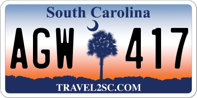 SC license plate AGW417