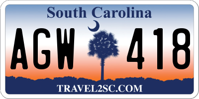 SC license plate AGW418