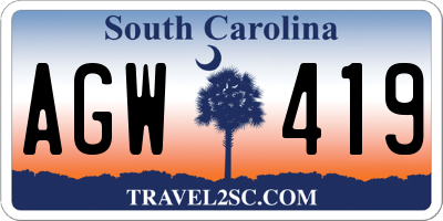 SC license plate AGW419