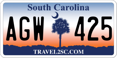 SC license plate AGW425