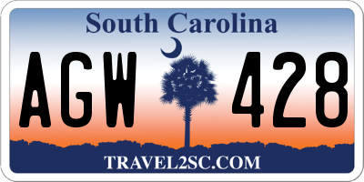SC license plate AGW428