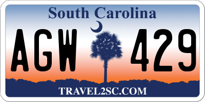 SC license plate AGW429