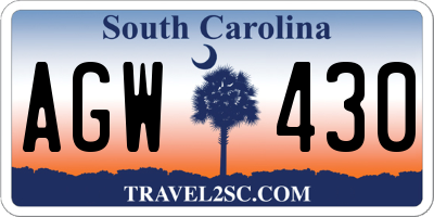 SC license plate AGW430
