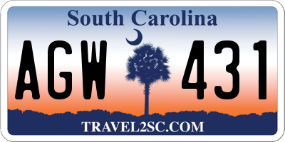 SC license plate AGW431