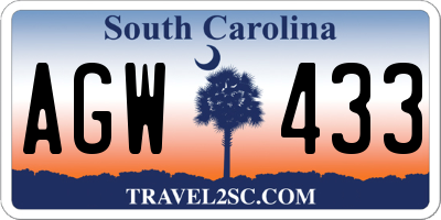 SC license plate AGW433