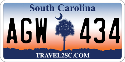 SC license plate AGW434