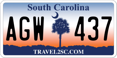 SC license plate AGW437
