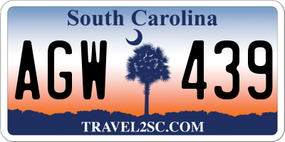SC license plate AGW439