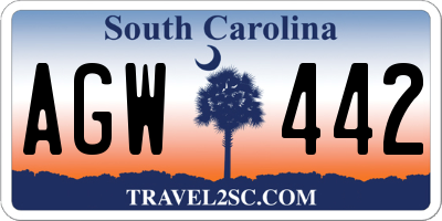 SC license plate AGW442