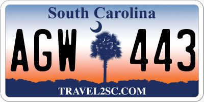 SC license plate AGW443