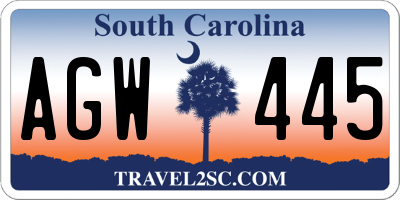 SC license plate AGW445