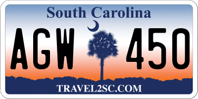 SC license plate AGW450