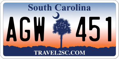 SC license plate AGW451
