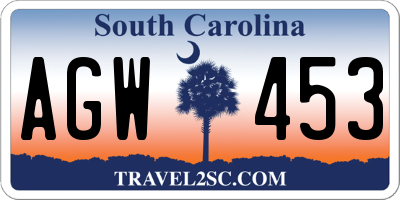 SC license plate AGW453