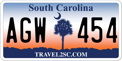 SC license plate AGW454
