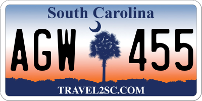 SC license plate AGW455