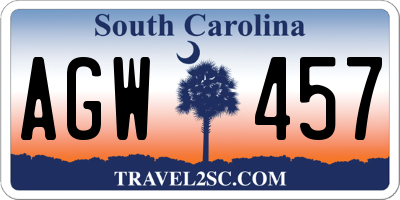 SC license plate AGW457