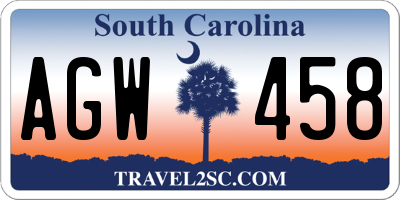 SC license plate AGW458