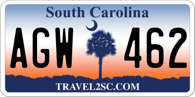SC license plate AGW462
