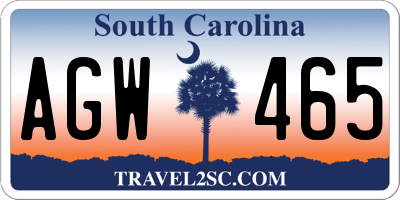 SC license plate AGW465